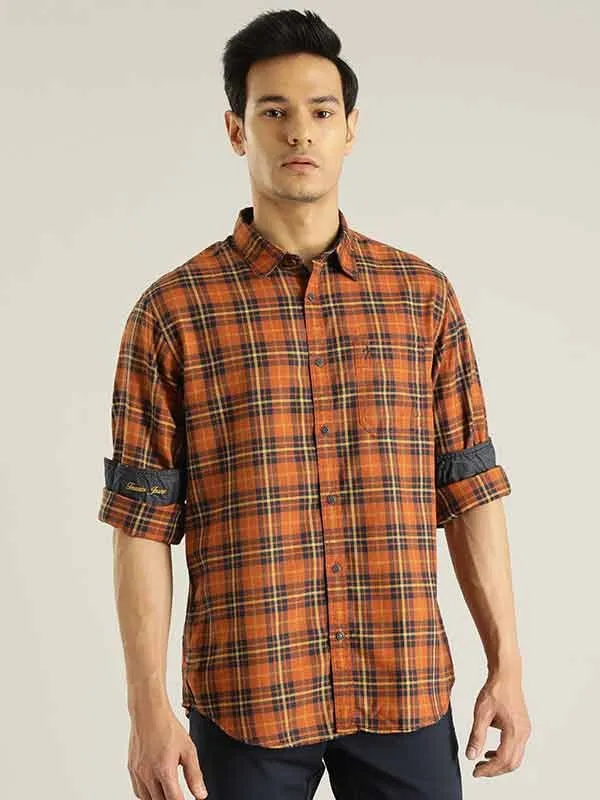 Men Checked Full Sleeve Cotton Blend Shirt