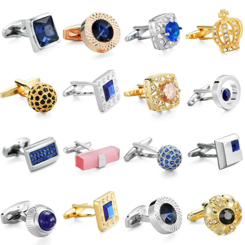 Men's Simple Zircon Crystal Swank Cufflinks