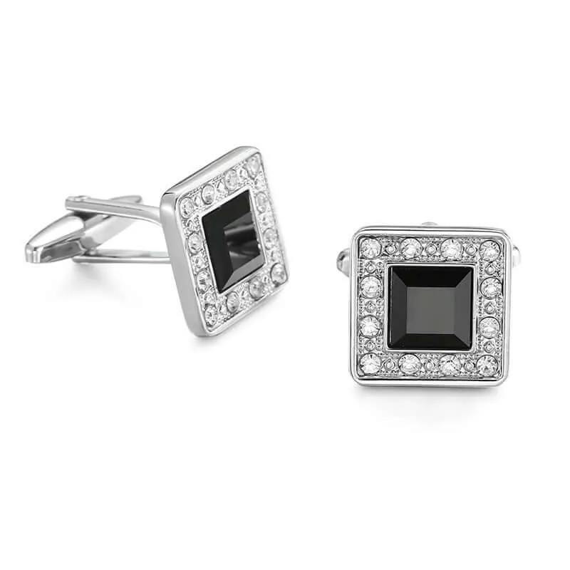 Men's Simple Zircon Crystal Swank Cufflinks