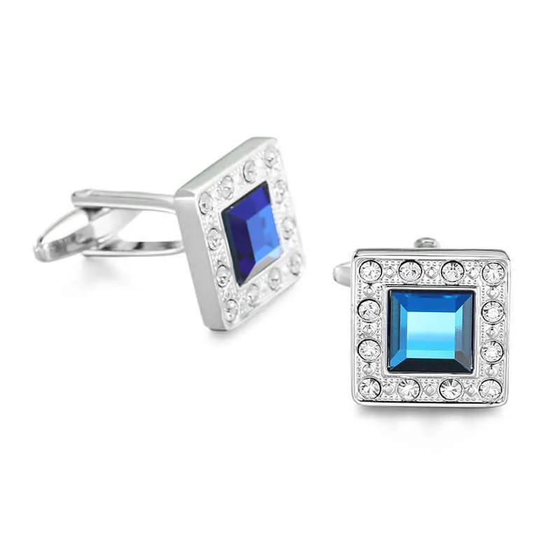 Men's Simple Zircon Crystal Swank Cufflinks