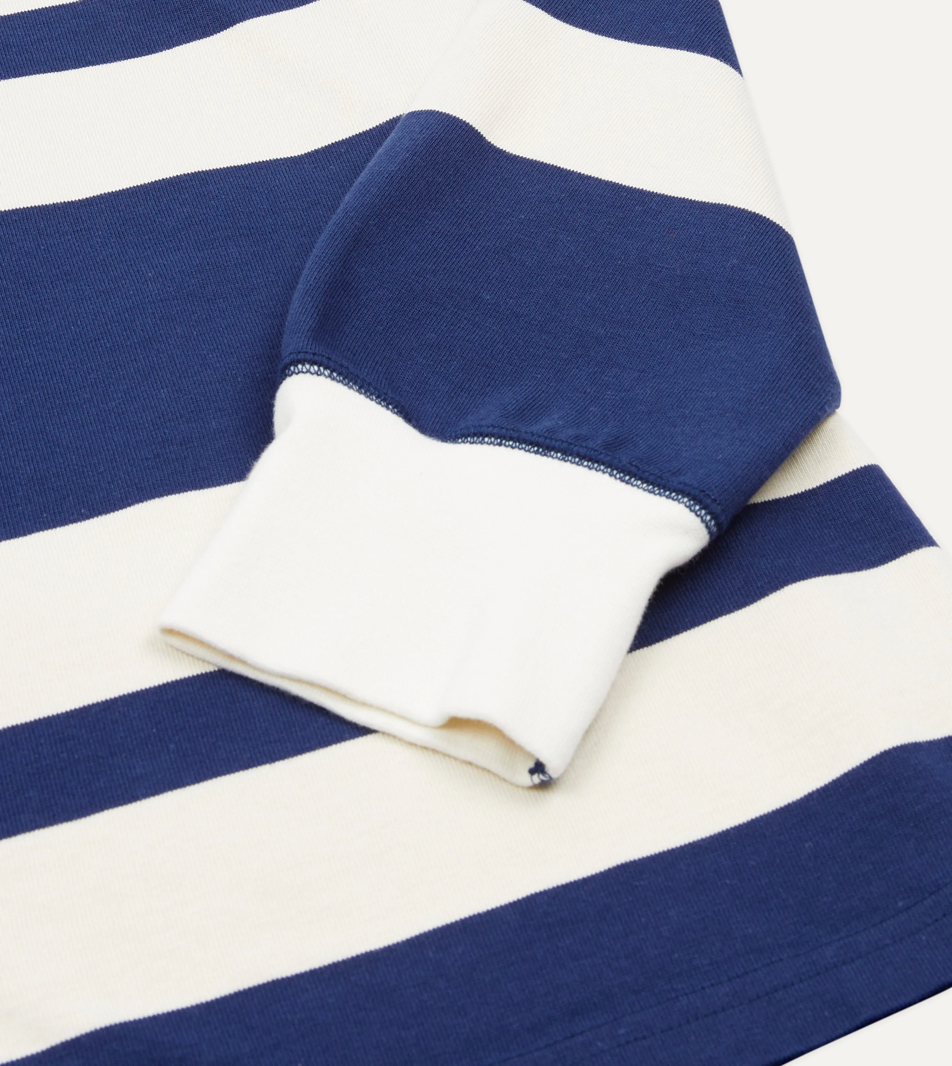 Navy and Ecru Stripe Cotton Rugby Shirt