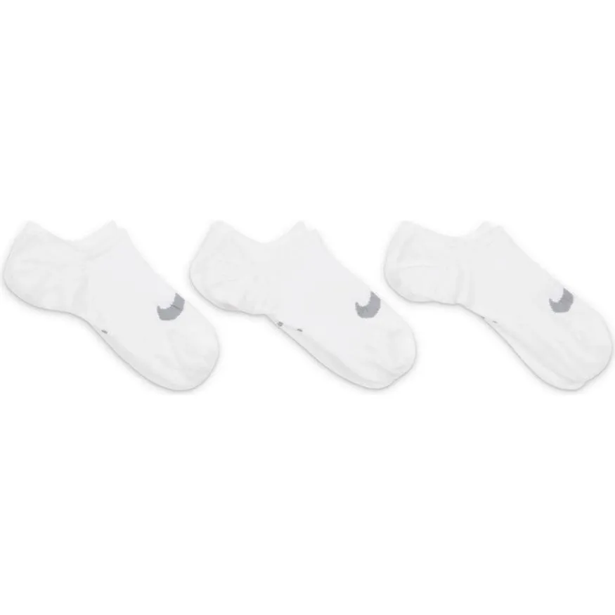 NIKE WOMEN'S EVERYDAY PLUS LIGHTWEIGHT WHITE TRAINING FOOTIE SOCKS (3 PAIRS)