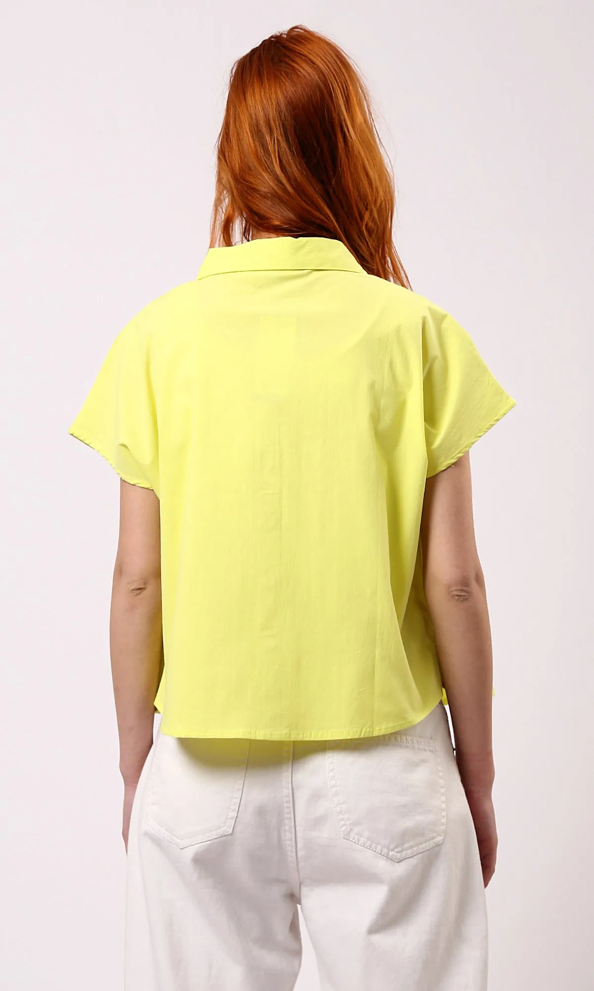 O177911 Neon Yellow Buttoned Down Relaxed Shirt