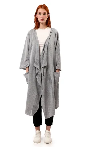 O182045 Long Sleeves Loose Fit Heather Grey Cardigan