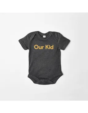 Our Kid Slogan Vest for Babies in Charcoal   Mustard