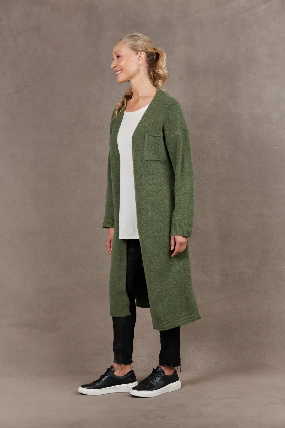 Paarl Longline Cardigan, Moss