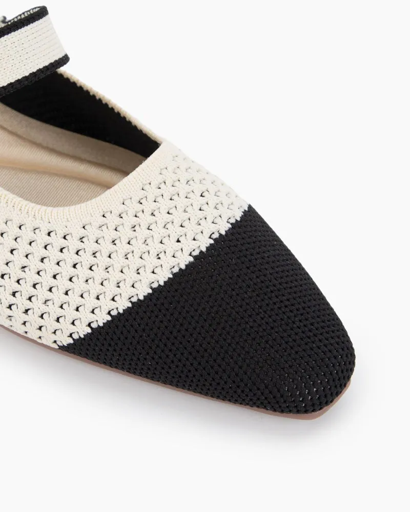 Pearl Knit Mary Jane Mesh Flat Shoes