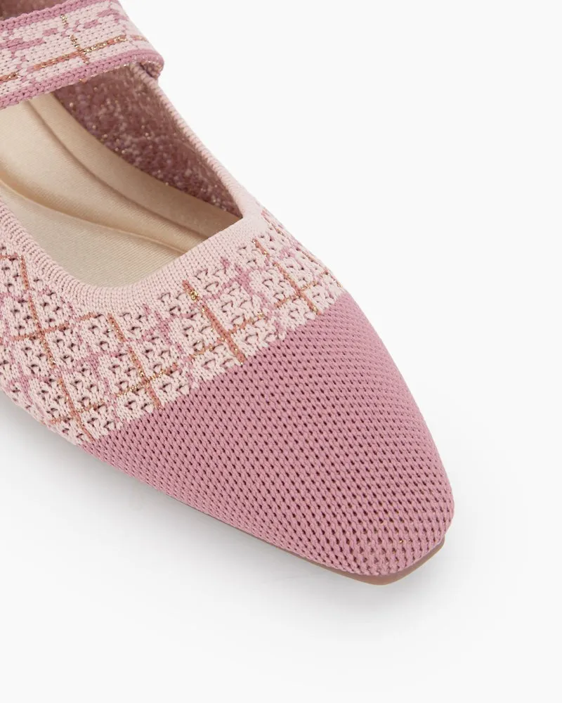 Pearl Knit Mary Jane Mesh Flat Shoes