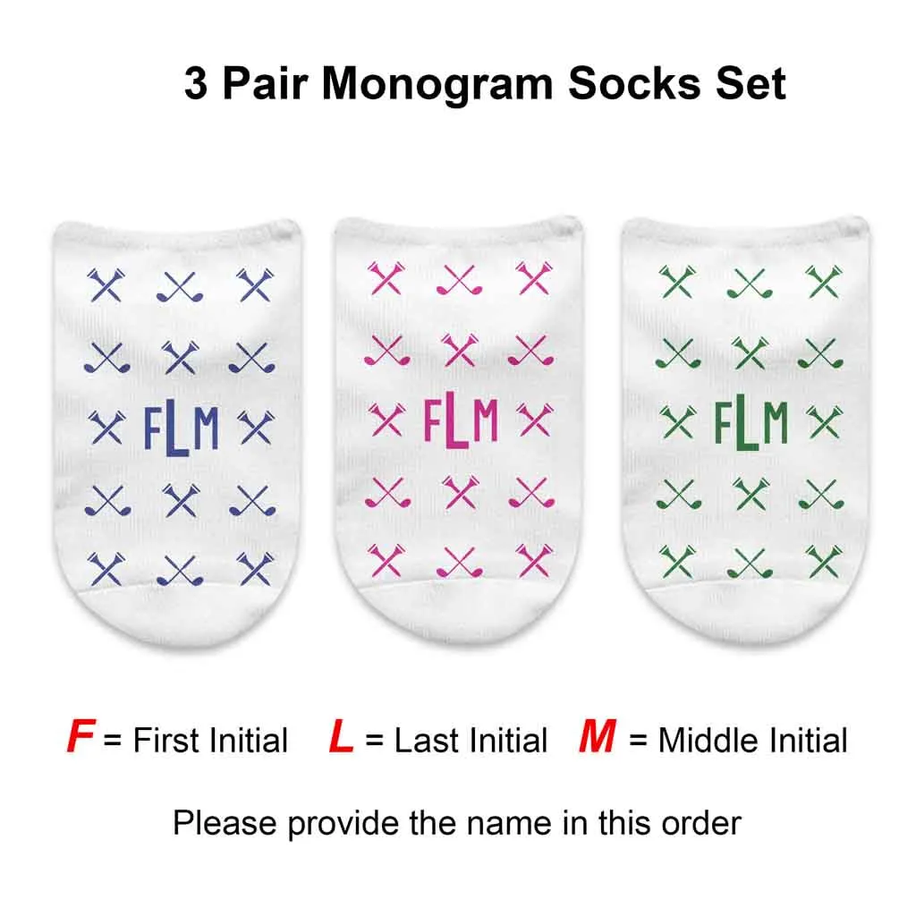 Personalized Sock Gift Box with Monogram Golf Design