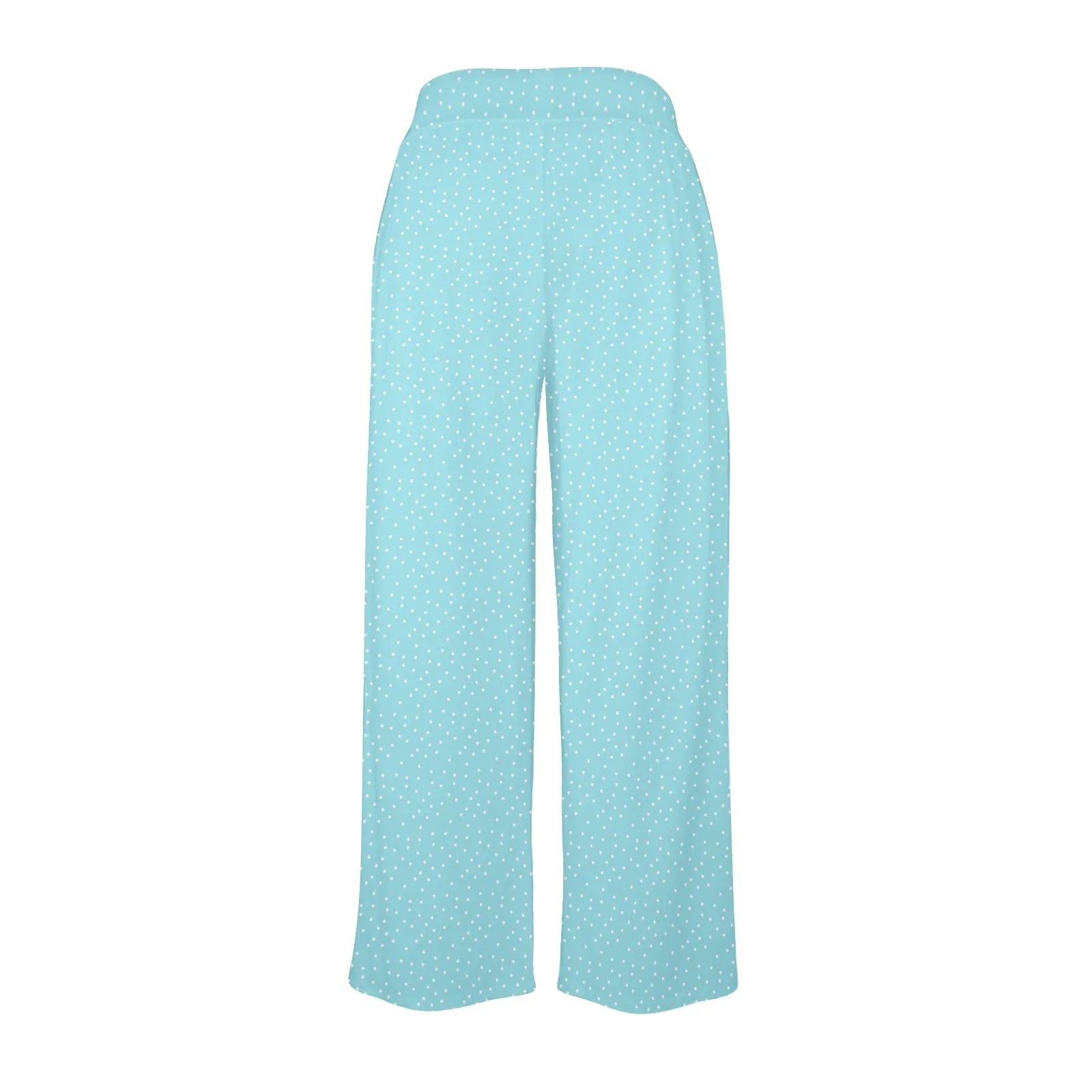 polka dot light blue Women's Wide Leg Lounge Pants