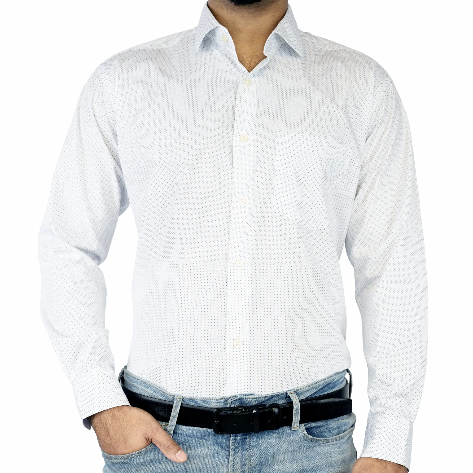 Premium spotted white formal shirt