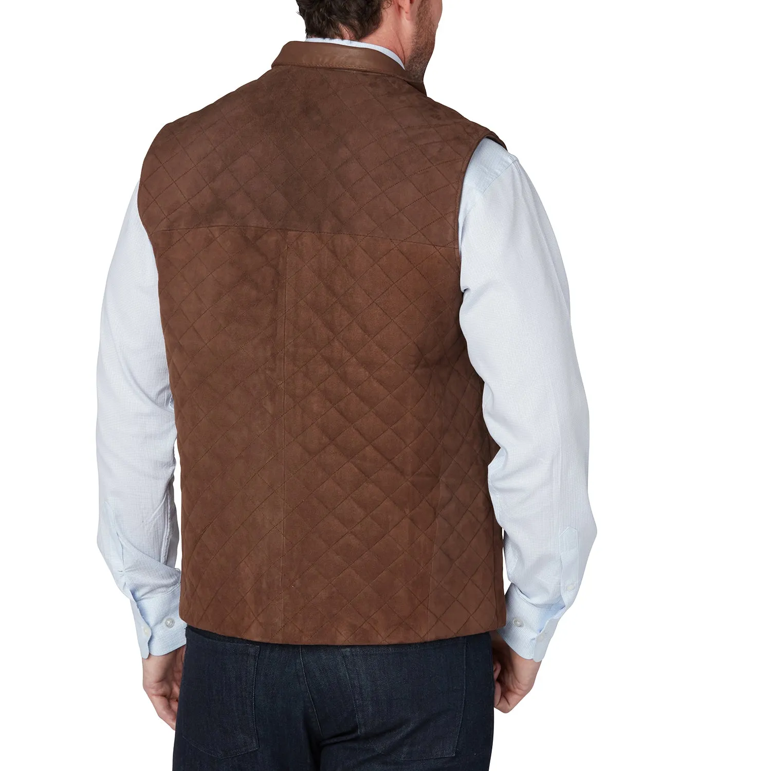 Quilted Suede Vest :: Brown