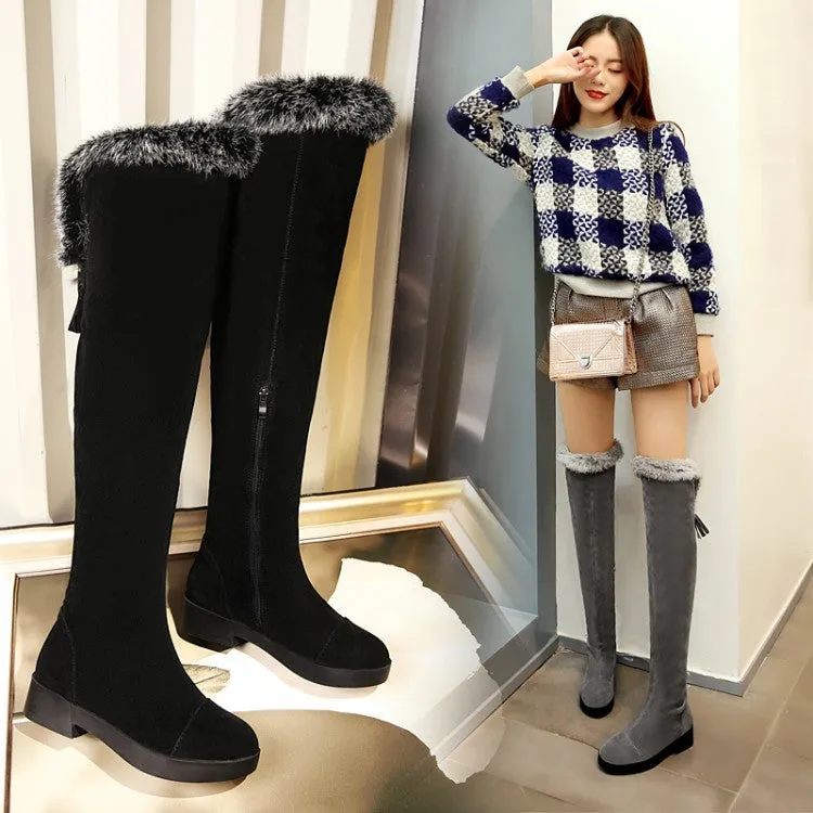 Stylish Over-the-Knee Womens Boots with Rabbit Fur Tassels – Model 3741