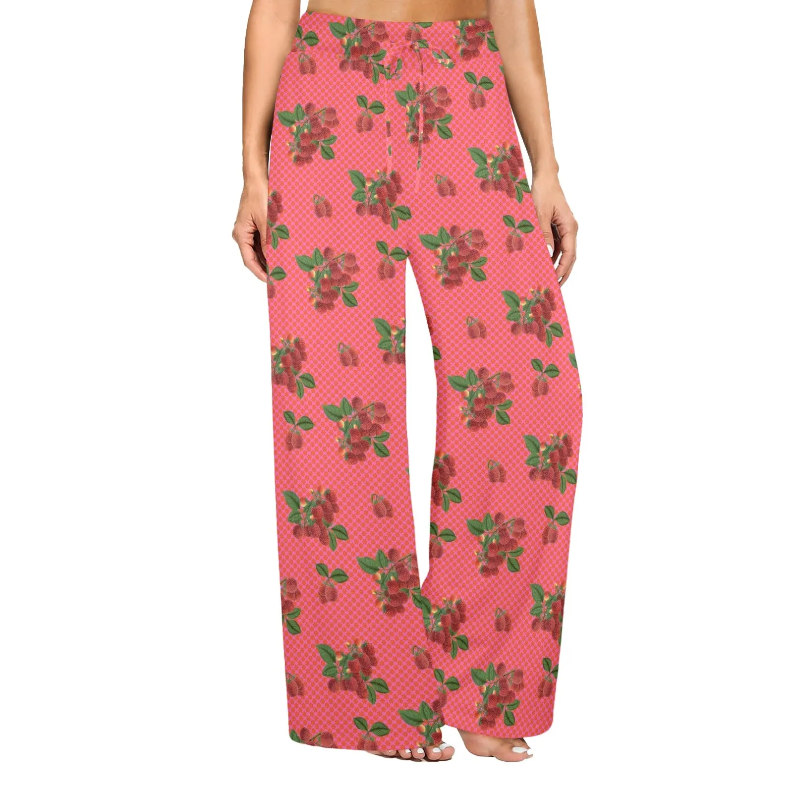 raspberry fuchsia Women's Wide Leg Lounge Pants (Model L77)