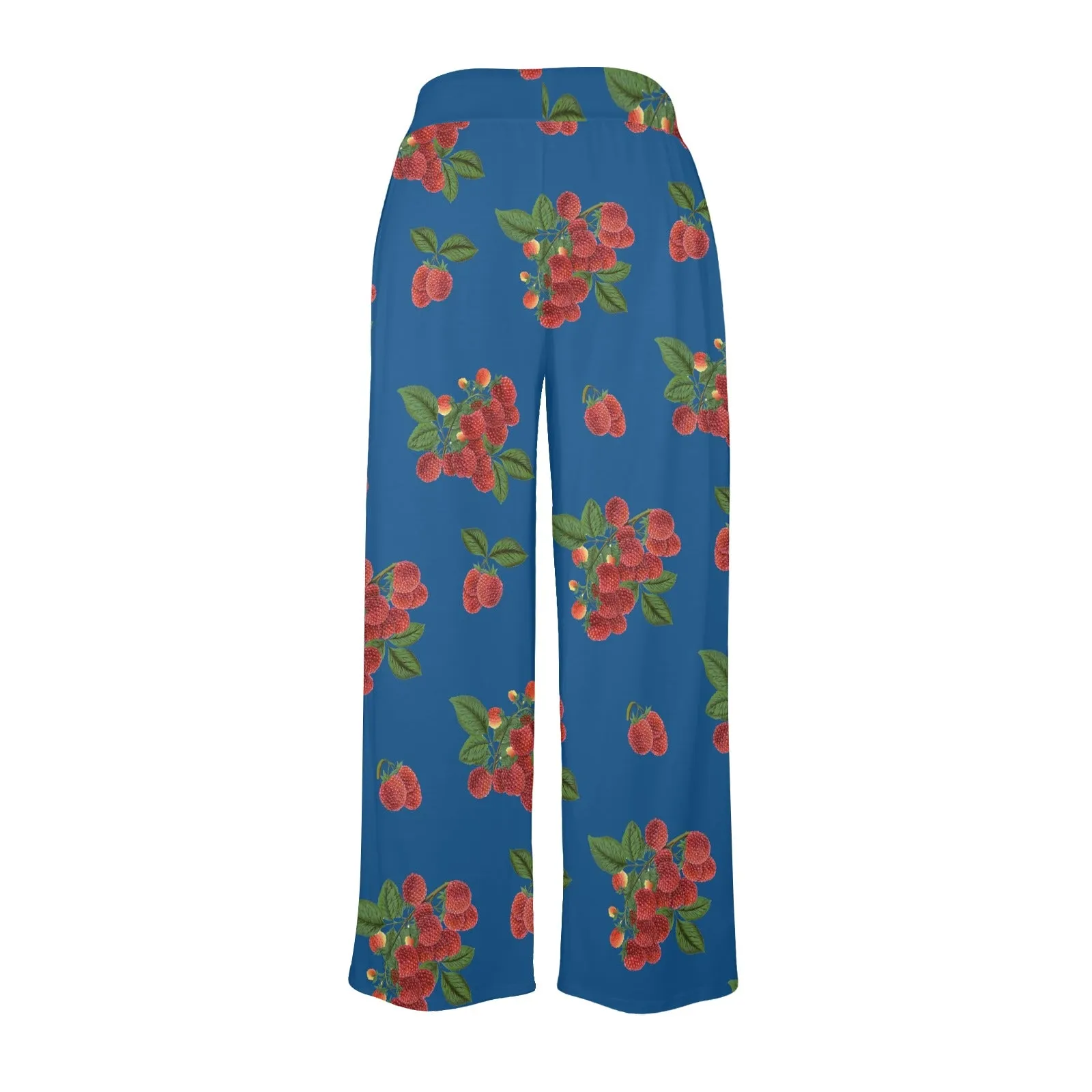 raspberry on blue Women's Wide Leg Lounge Pants (Model L77)