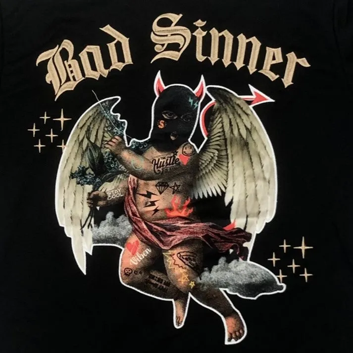 REBEL MINDS Bad Sinner Graphic Baseball Jersey Shirts