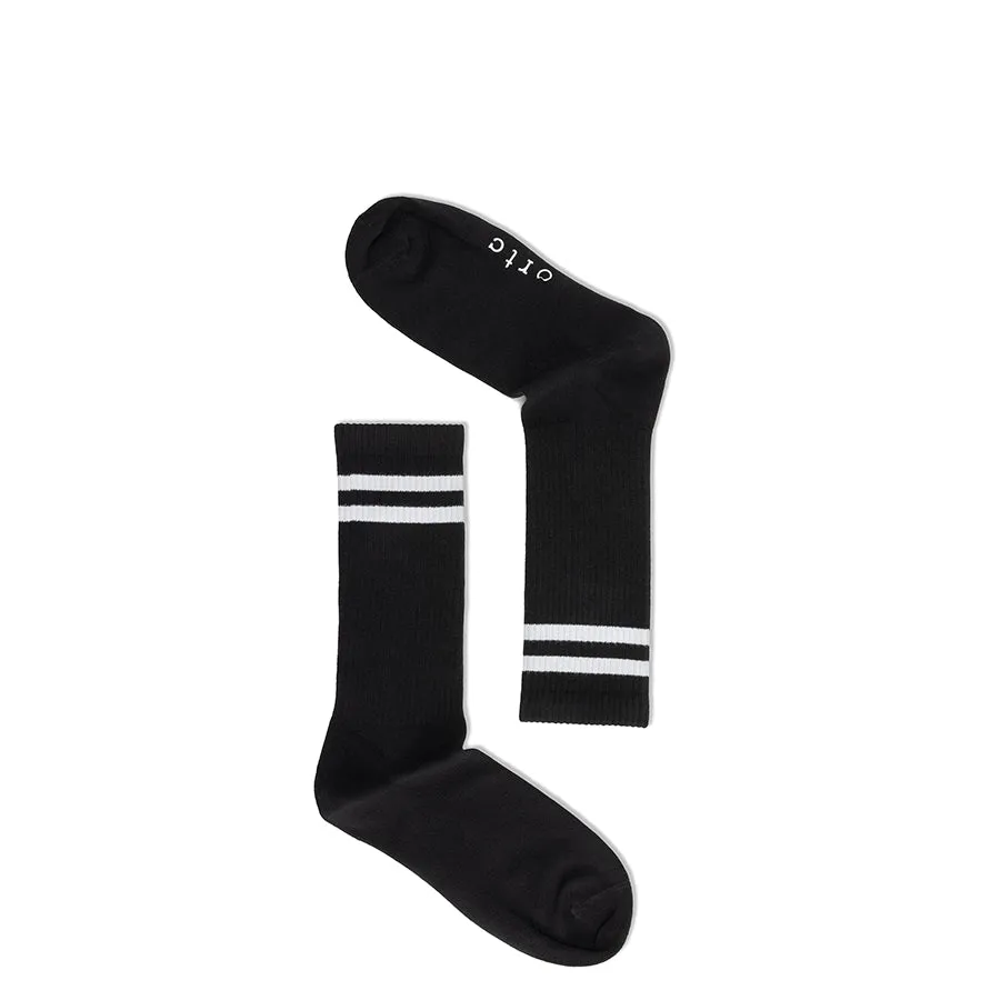 RIBBED SPORTS SOCKS - BLACK