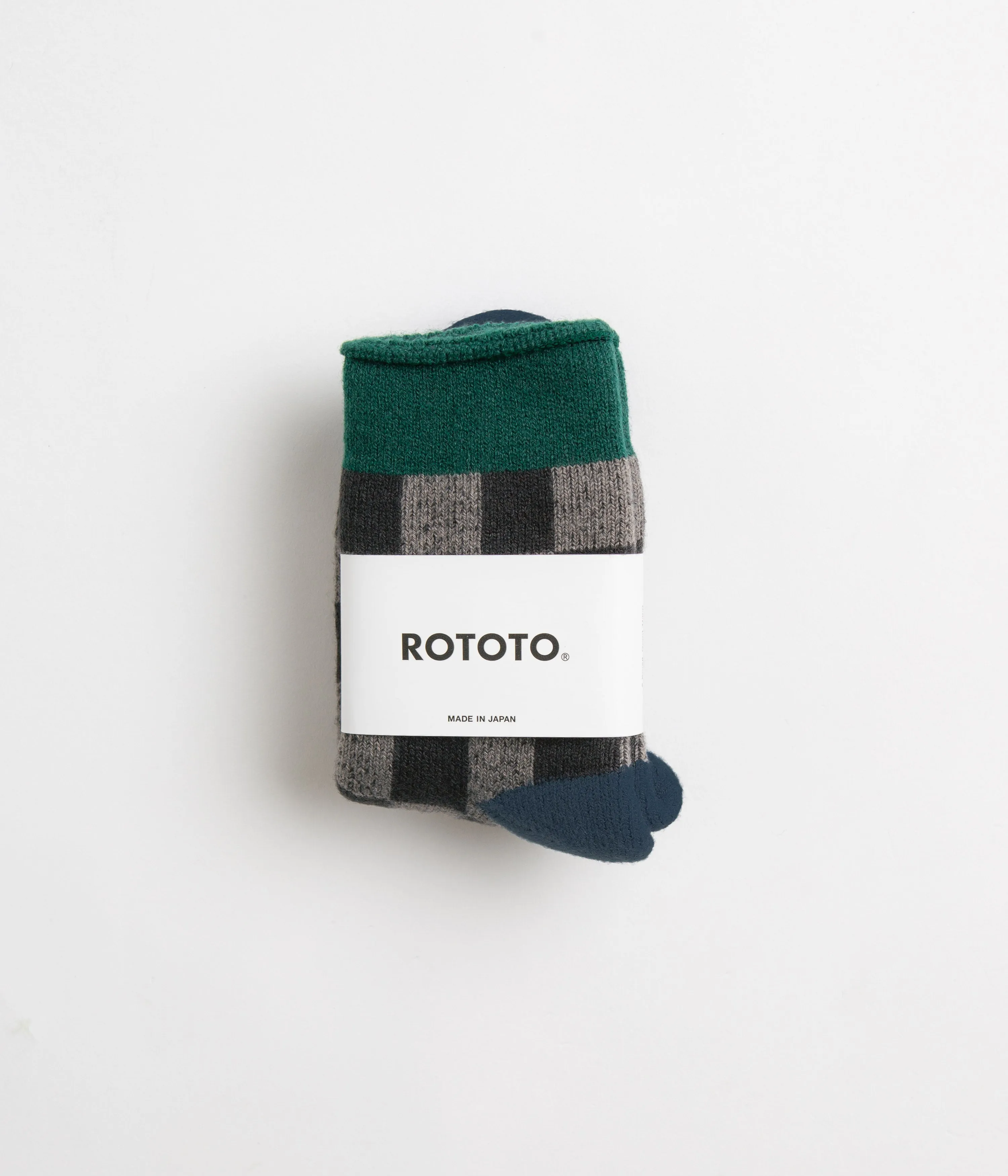 RoToTo Checkerboard Socks - Dark Green / Blue