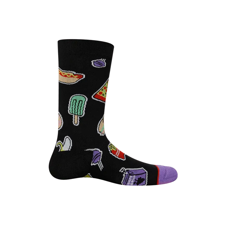 SAXX Men's Whole Package Crew Sock - Sticker Snacks- Black