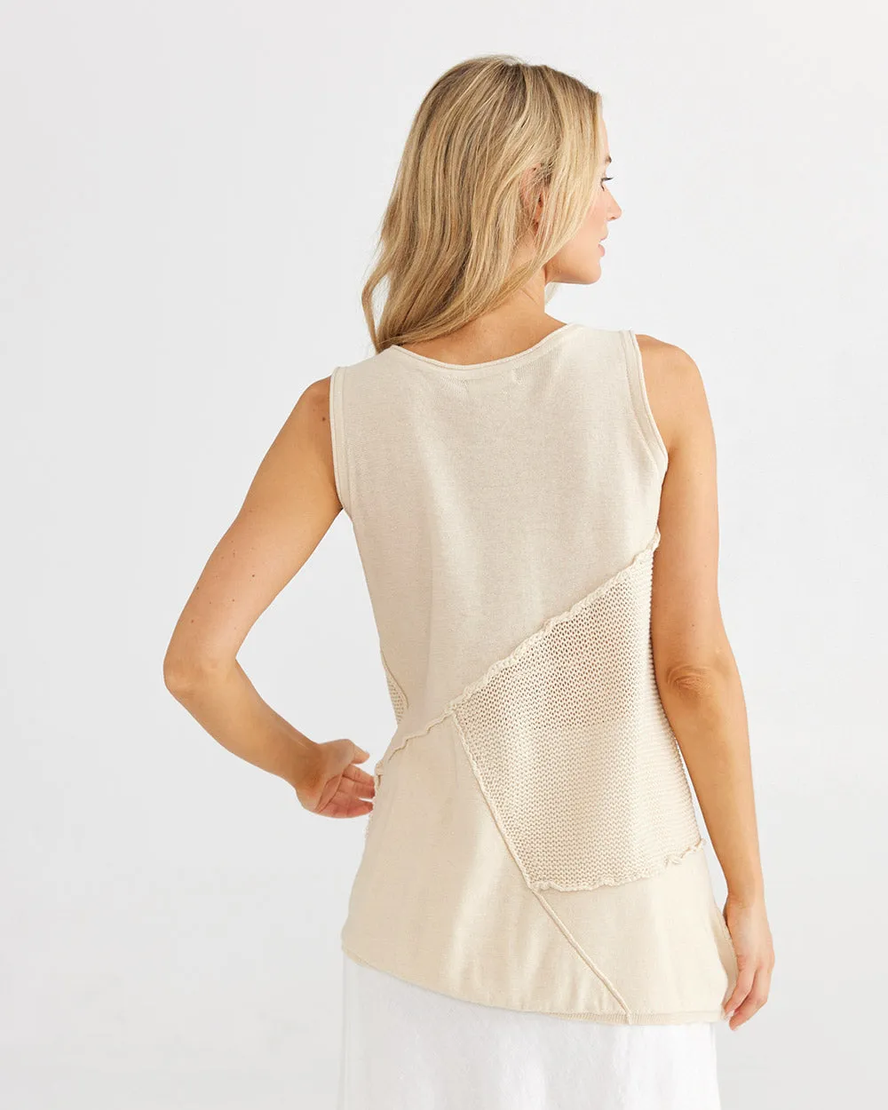 Stylish Shanty Milano Ecru Knit Singlet - Comfortable and Versatile Womens Top