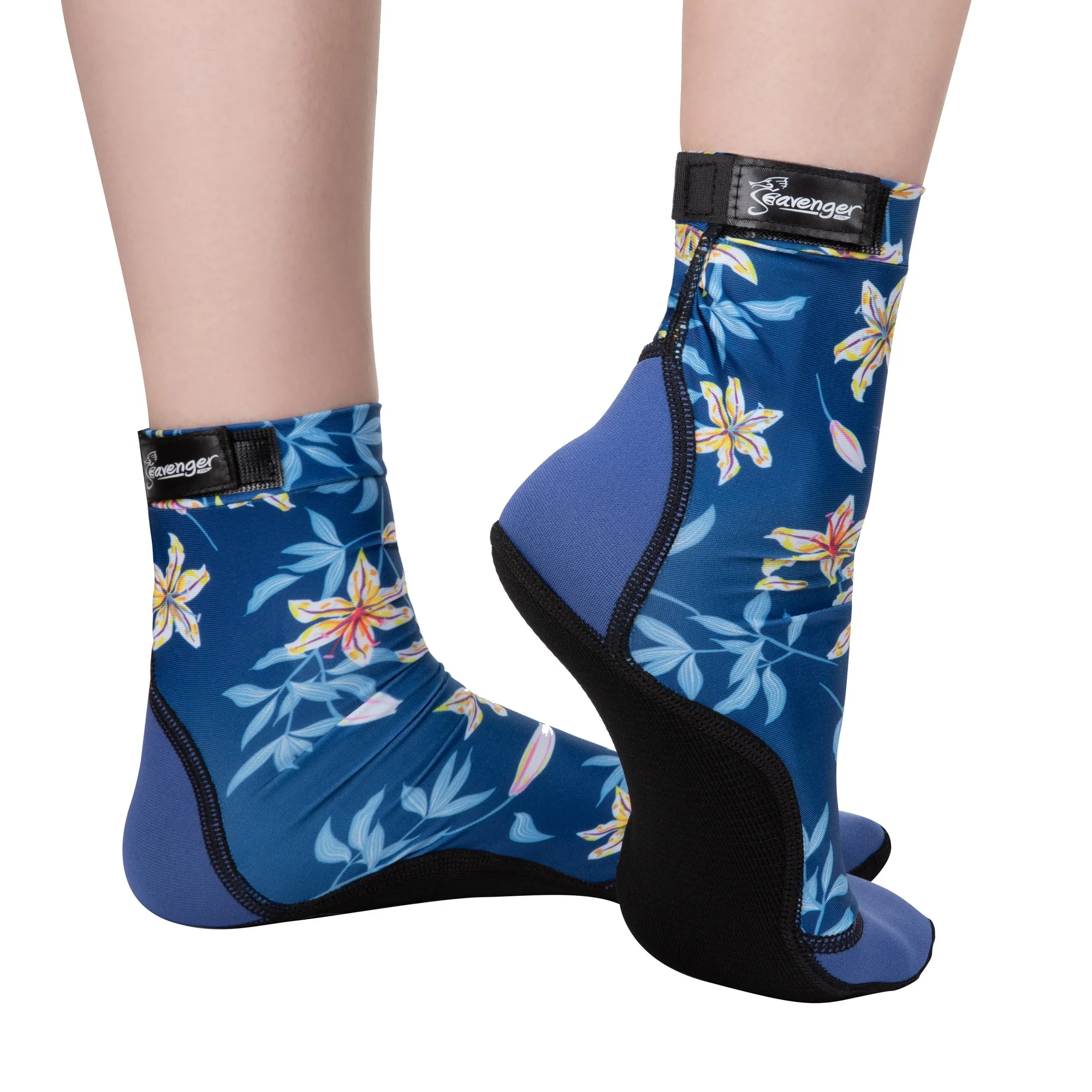 Tall SeaSnug Beach Socks - Dark Floral