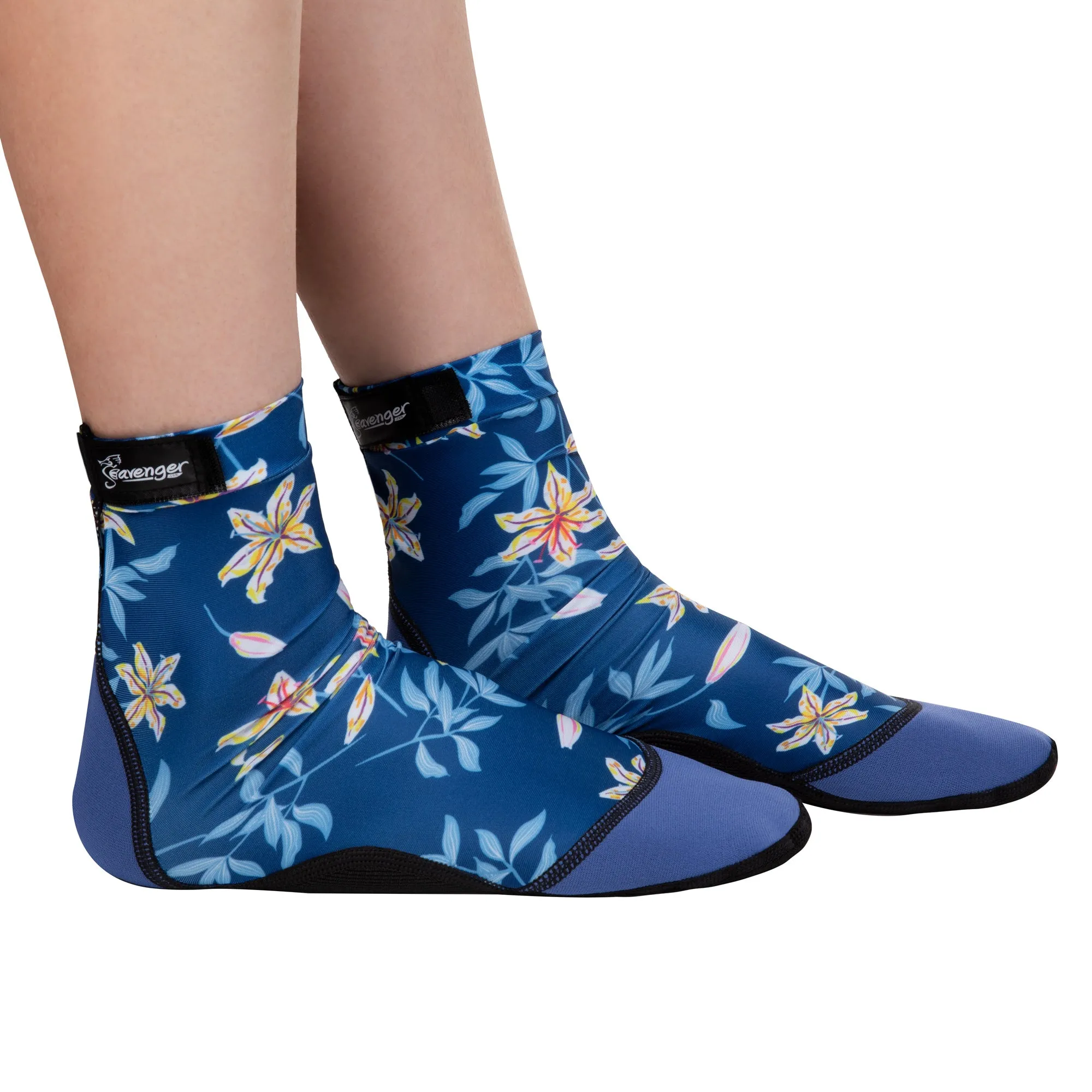 Tall SeaSnug Beach Socks - Dark Floral