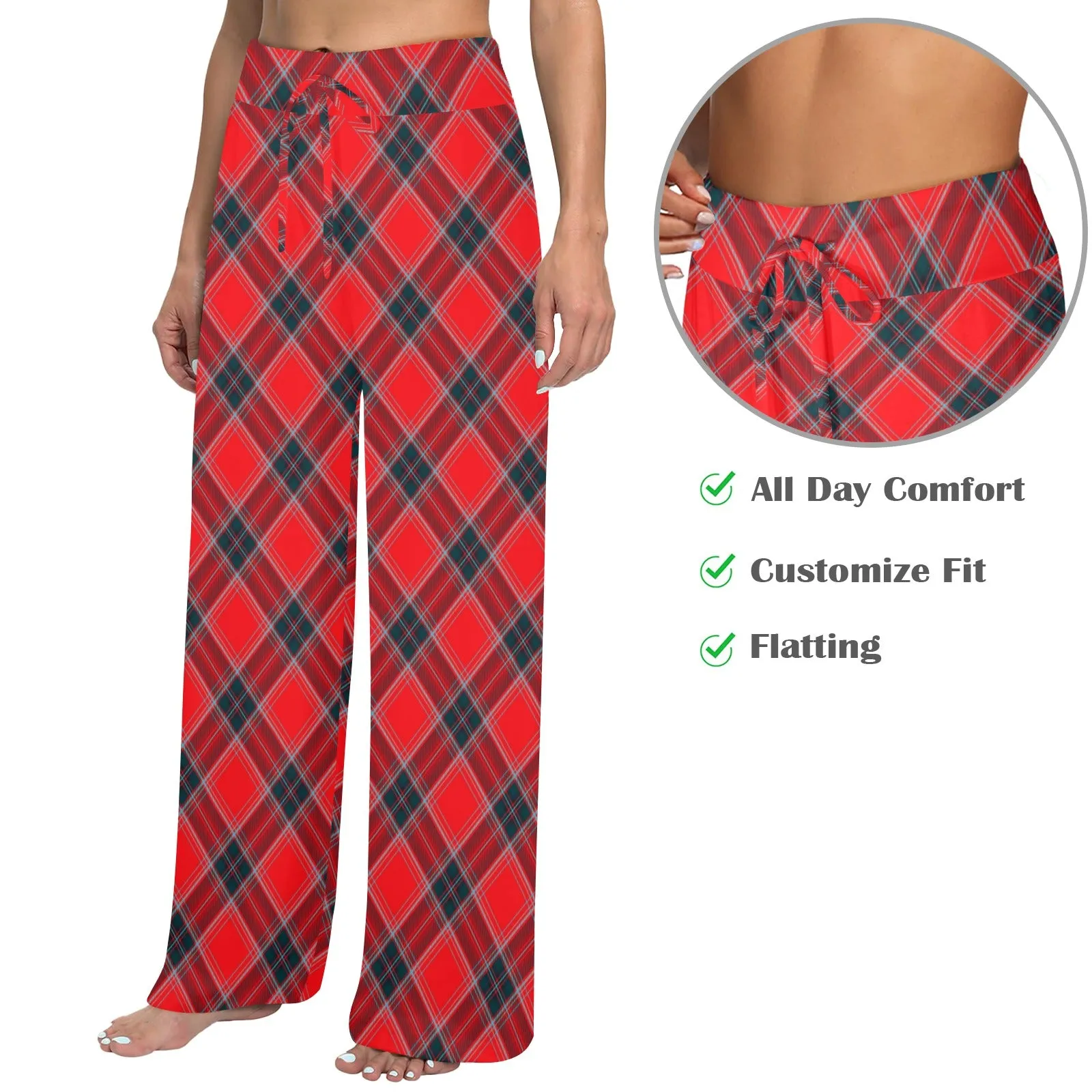 tartan 3A Women's Wide Leg Lounge Pants (Model L77)