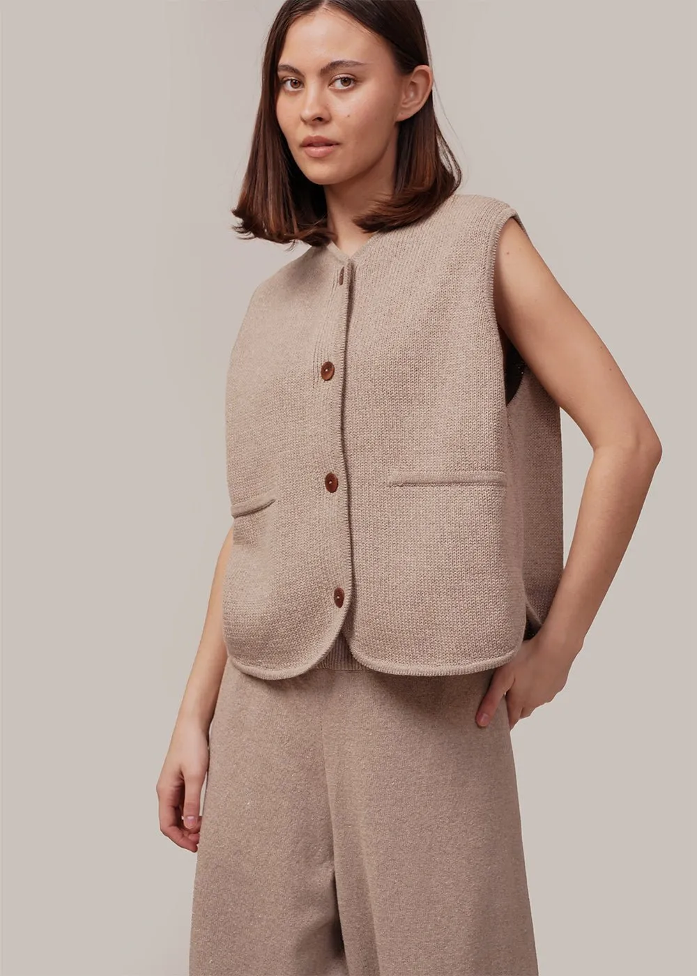 Taupe Cotton Waistcoat