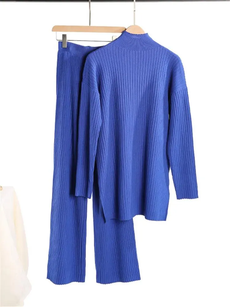 Turtleneck Women Pants Sweater Set