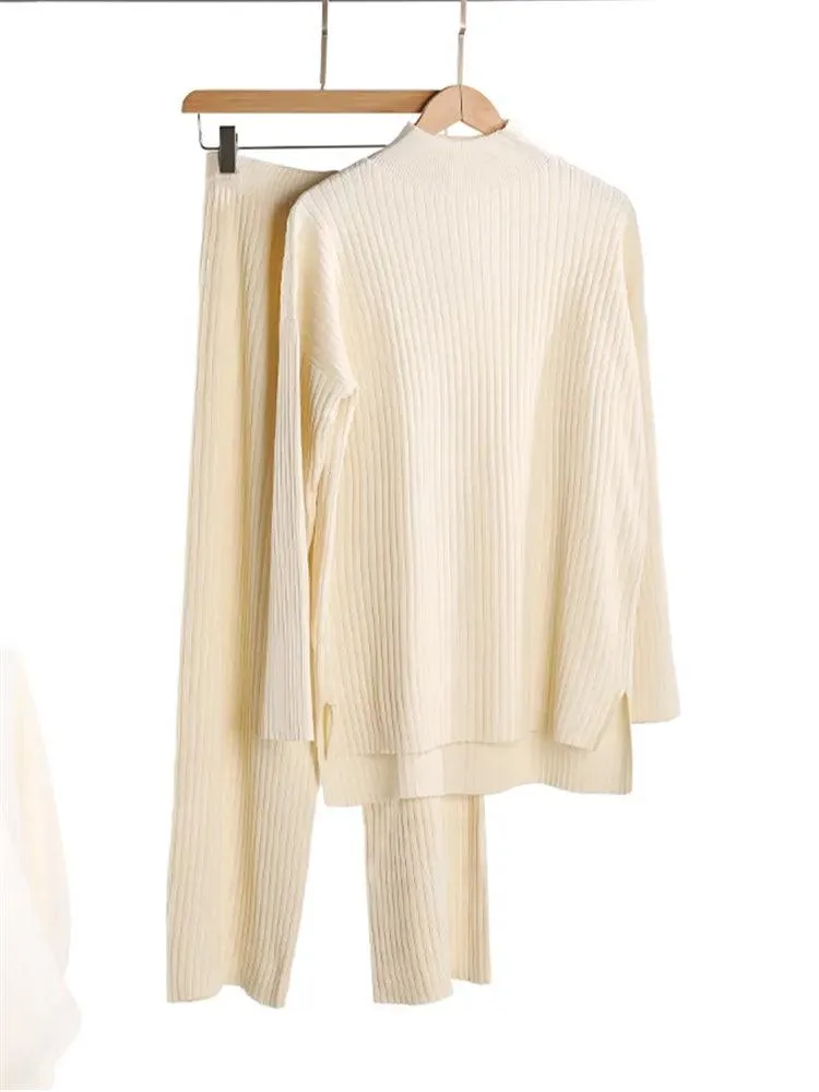 Turtleneck Women Pants Sweater Set