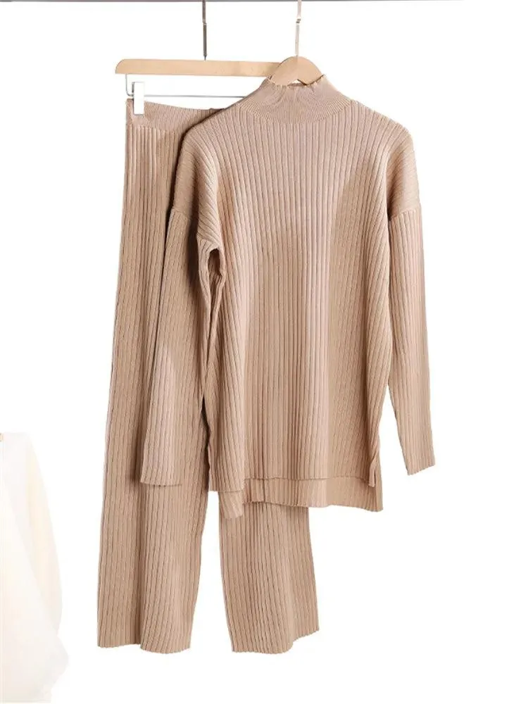 Turtleneck Women Pants Sweater Set