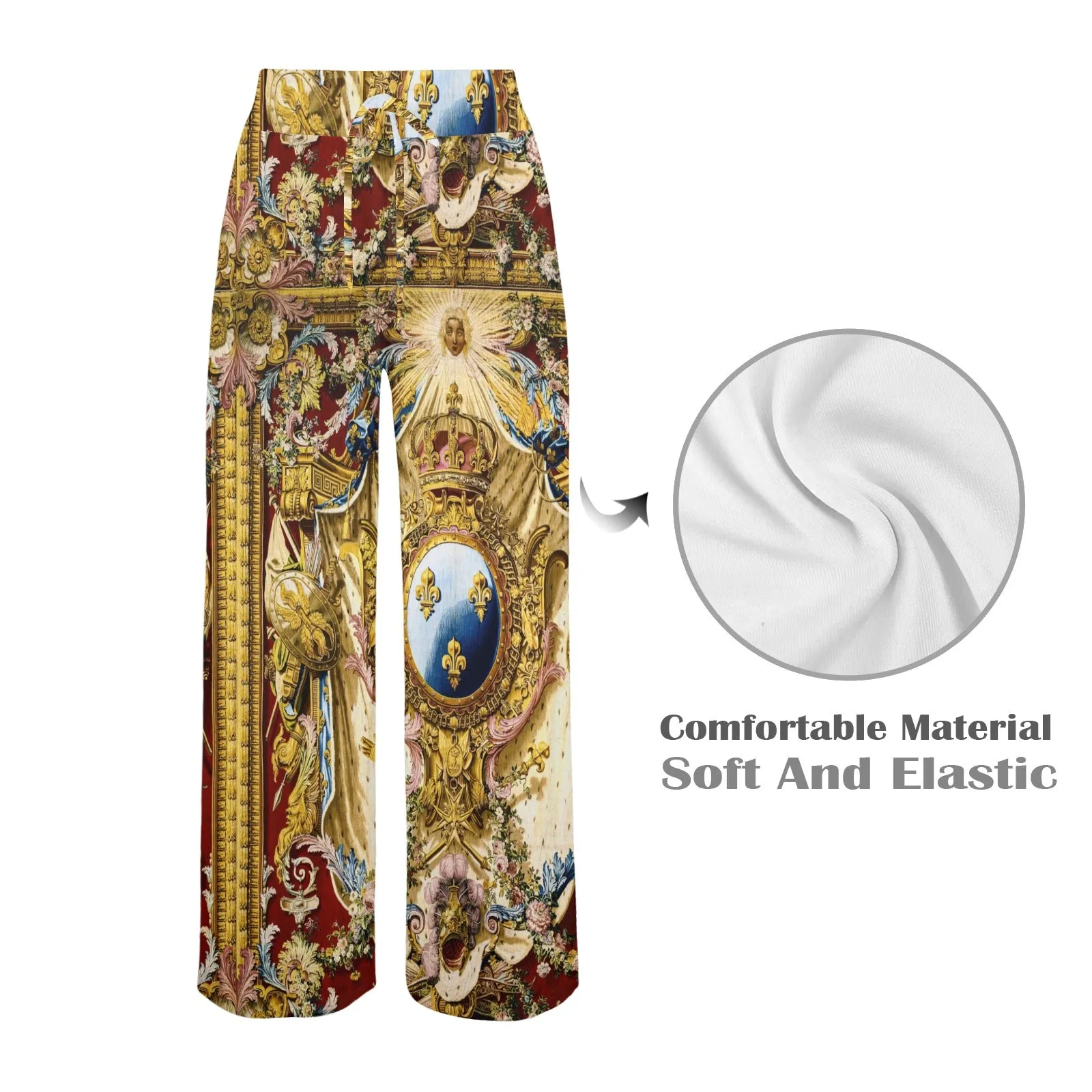 vintage royalty print Women's Wide Leg Lounge Pants (Model L77)