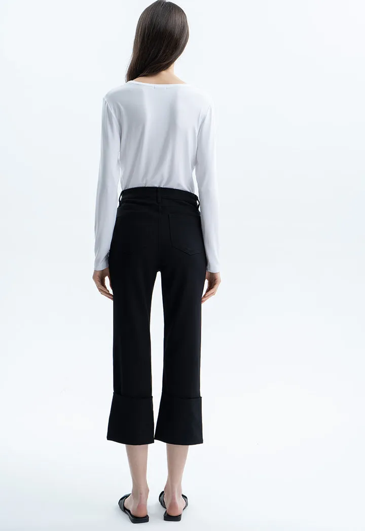 Wide Folded Solid Pants