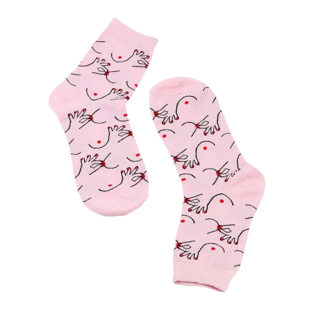 Women Cotton Personality Funny Pattern Breathable Sweat-absorbent Tube Socks