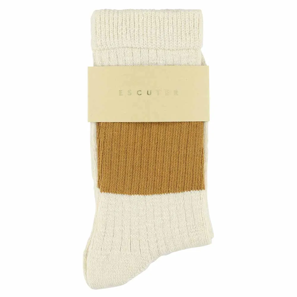 Women Melange Band Socks - Ecru / Mustard