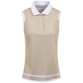 Womens Deni Sleeveless Polo Space Dot Beige - SS23