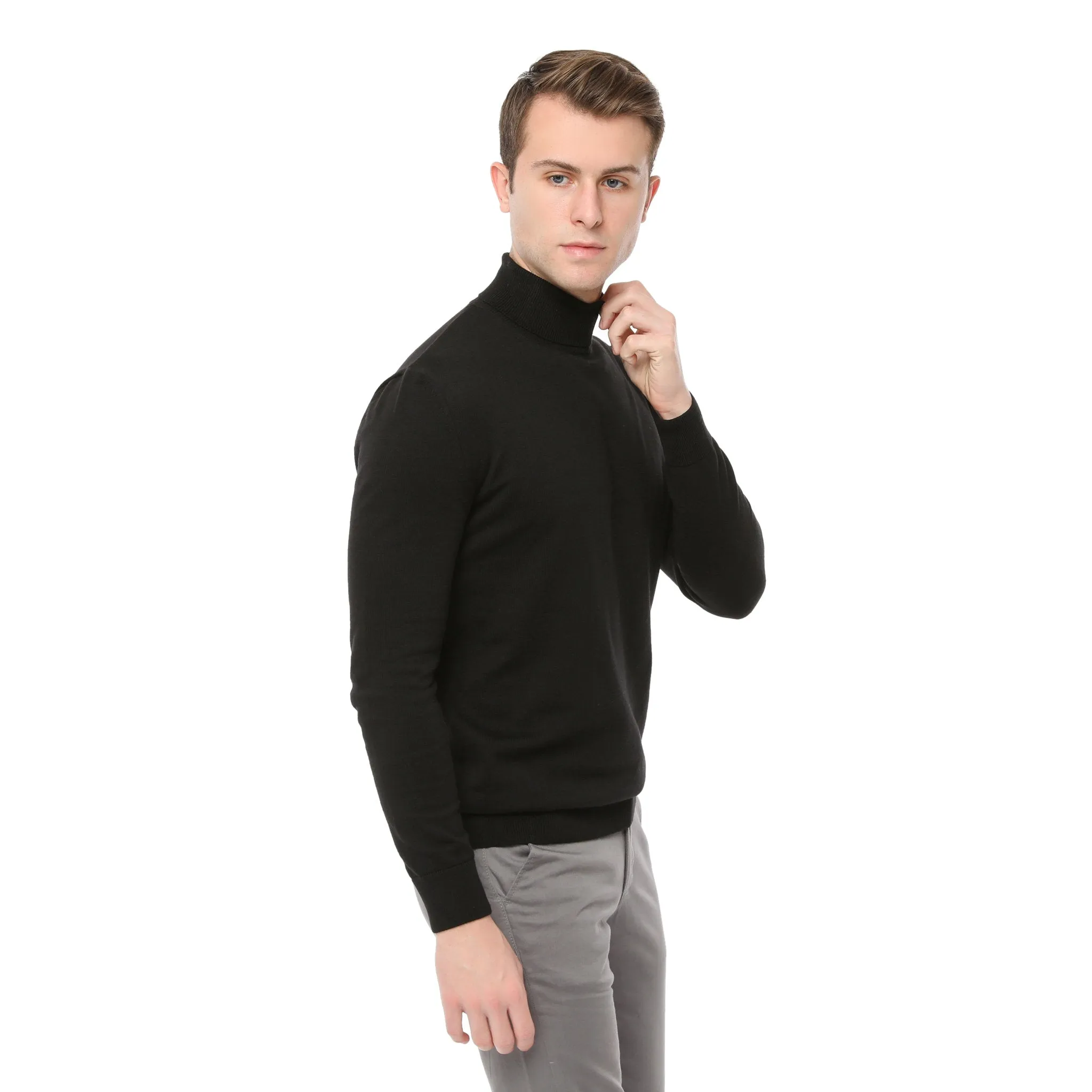 Xact Mens Roll Neck Jumper - 100% Cotton - Long Sleeved