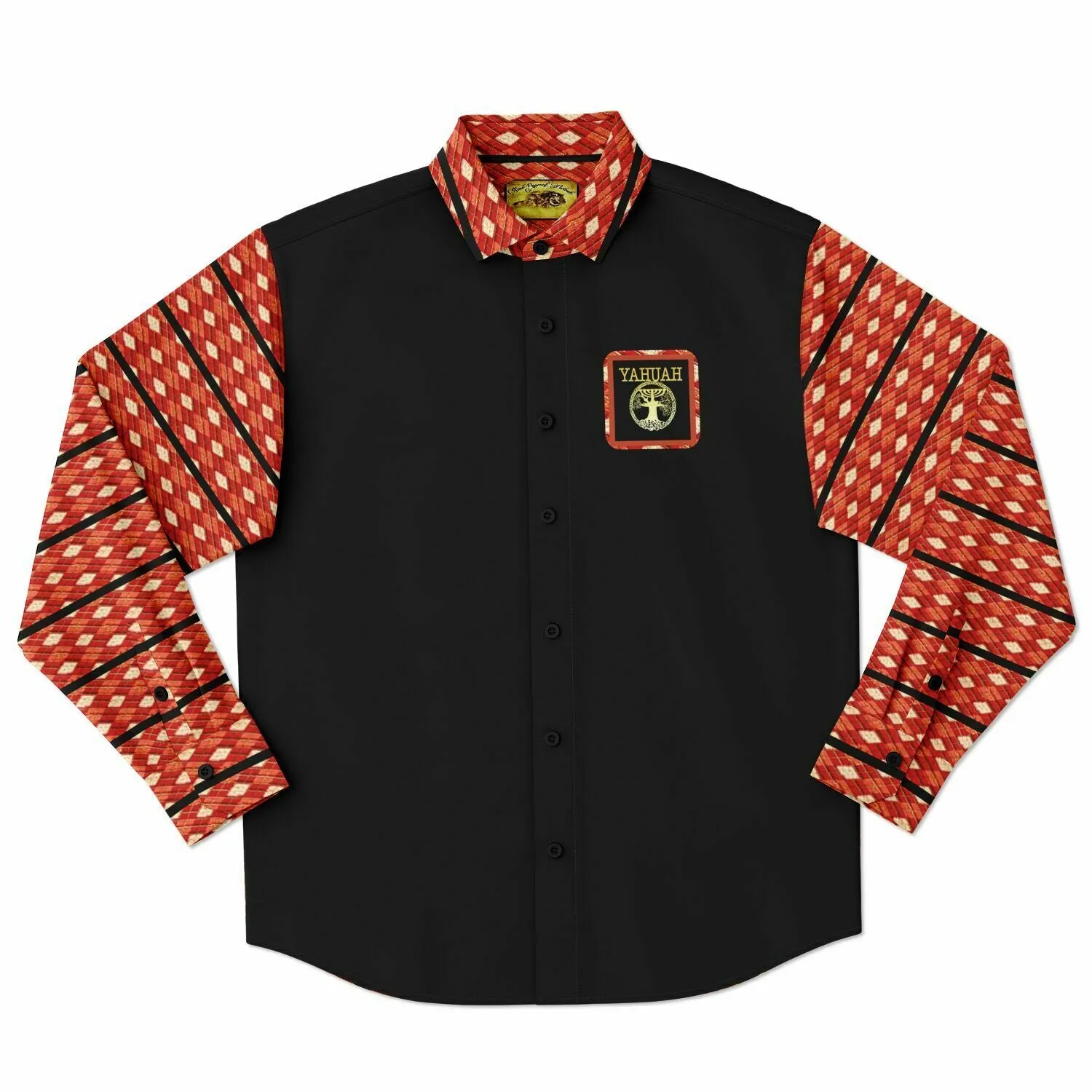 Yahuah Logo 02-01 Men's Designer Long Sleeve Dress Shirt